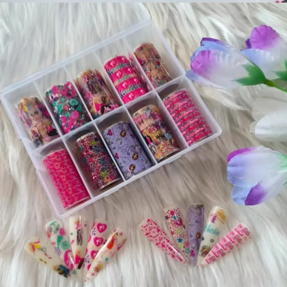Barbie Nail Art Transfer Foil (10 Rolls/Pcs)